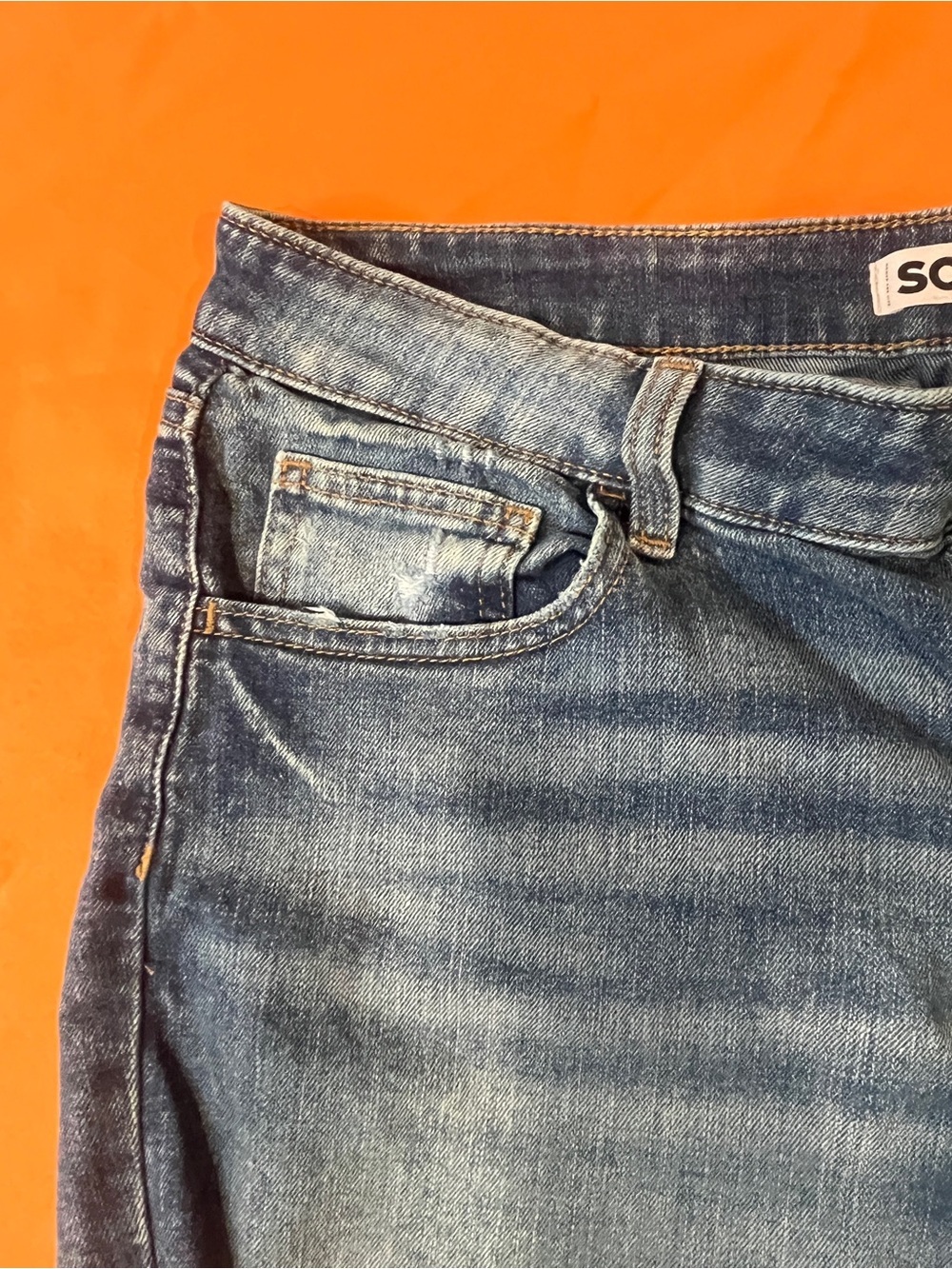 SO Faded Blue Distressed Denim Cutoff Shorts - Picture 5 of 13
